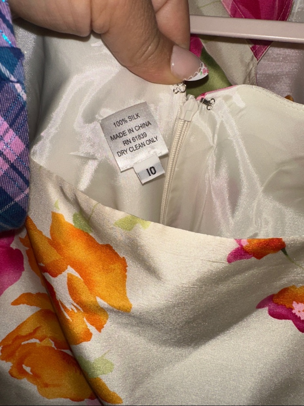 Rickie Freeman for Teri Jon Cream Midi Dress with Pink and Orange Floral Print - Picture 3 of 7